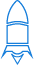Blue rocket icon pointing upwards