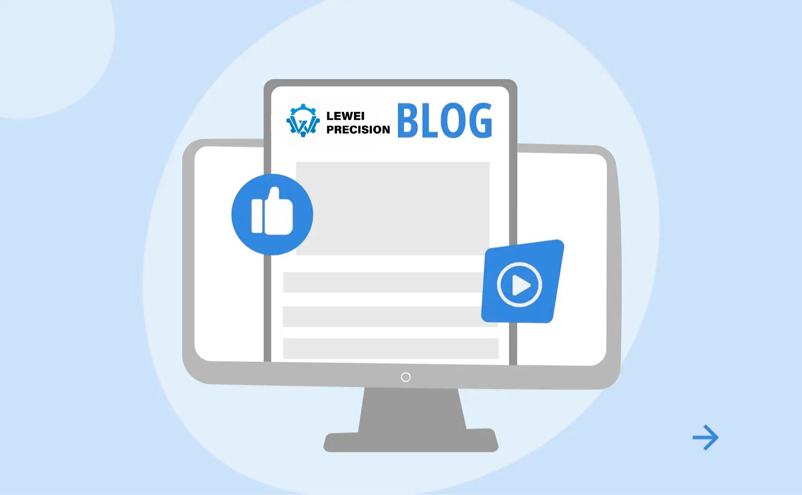 Computer screen showing blog with icons