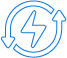 Blue energy recycling icon with arrows