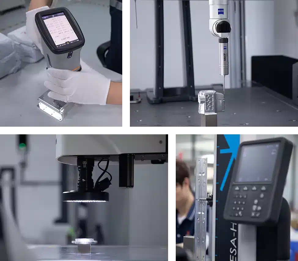 Industrial equipment and measurement tools in action.