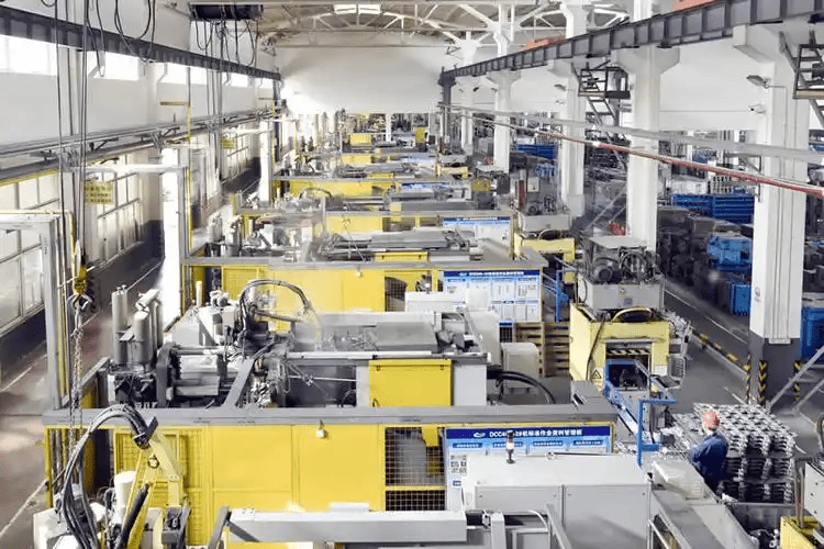 Industrial factory with multiple production machines.