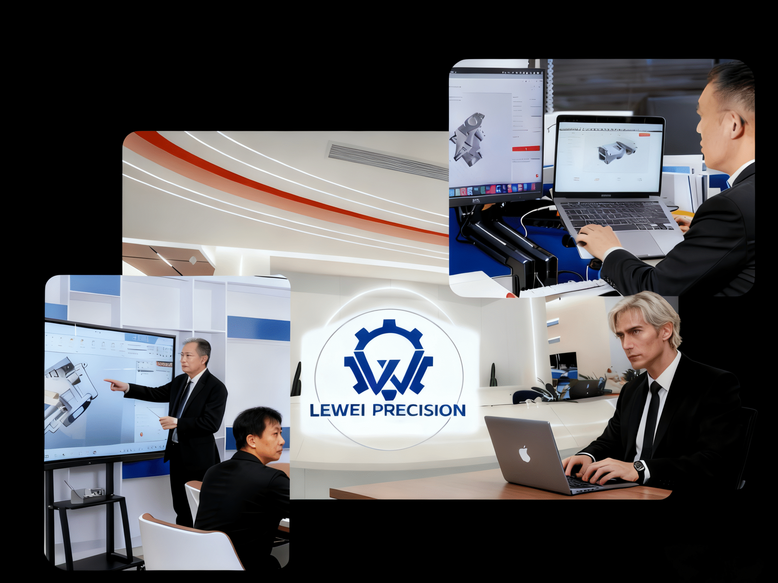 Lewei Precision employees collaborating on design projects